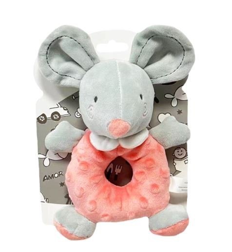 Grzechotka myszka 18 cm brzoskwiniowa Grzechotka myszka 18 cm brzoskwiniowa