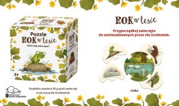 Puzzle rok w lesie. gdzie żyją zwierzęta