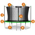 TRAMPOLINA OGRODOWA 8FT/252ĆM Z SIATKĄ WEWNĘ TRZNĄ I DRABINKĄ NEO-SPORT