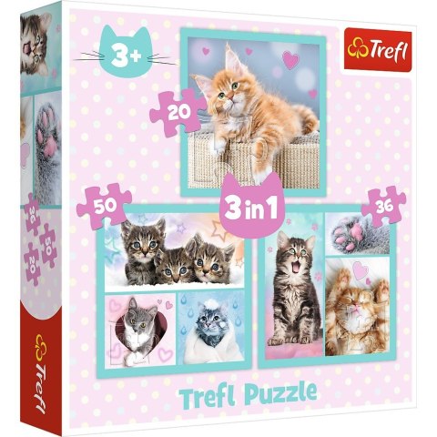Puzzle 3w1 słodkie zwierzaki kotki Puzzle 3w1 słodkie zwierzaki kotki