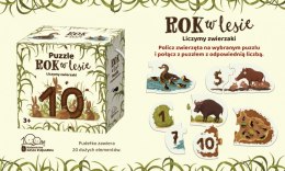 Układanka rok w lesie. liczymy zwierzaki