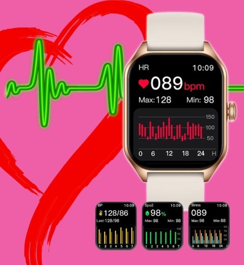 Smartwatch Damski Rubicon RNCF03-5 Różowe złoto + 2 Paski Smartwatch Damski Rubicon RNCF03-5 Różowe złoto + 2 Paski