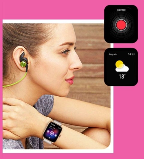 Smartwatch Damski Rubicon RNCF03-5 Różowe złoto + 2 Paski Smartwatch Damski Rubicon RNCF03-5 Różowe złoto + 2 Paski