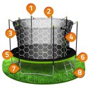 TRAMPOLINA OGRODOWA 12FT/374ĆM Z SIATKĄ WEWNĘ TRZNĄ I DRABINKĄ NEO-SPORT