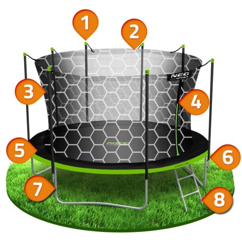 TRAMPOLINA OGRODOWA 12FT/374ĆM Z SIATKĄ WEWNĘ TRZNĄ I DRABINKĄ NEO-SPORT TRAMPOLINA OGRODOWA 12FT/374ĆM Z SIATKĄ WEWNĘ TRZNĄ I DRABINKĄ NEO-SPORT