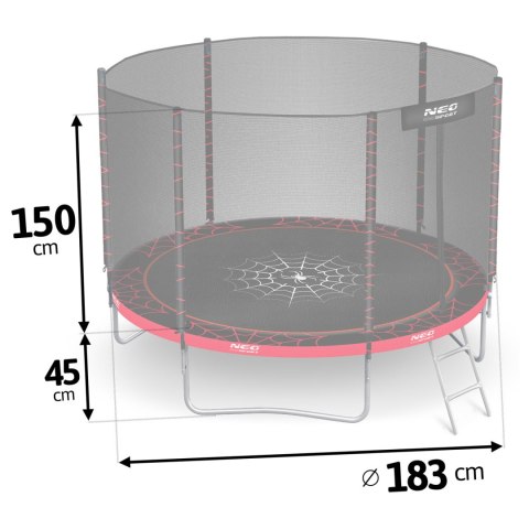 TRAMPOLINA OGRODOWA 6FT/183ĆM Z SIATKĄ ZEWNĘ TRZNĄ I DRABINKĄ NEO-SPORT TRAMPOLINA OGRODOWA 6FT/183ĆM Z SIATKĄ ZEWNĘ TRZNĄ I DRABINKĄ NEO-SPORT