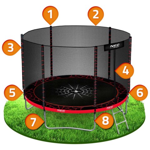 TRAMPOLINA OGRODOWA 6FT/183ĆM Z SIATKĄ ZEWNĘ TRZNĄ I DRABINKĄ NEO-SPORT TRAMPOLINA OGRODOWA 6FT/183ĆM Z SIATKĄ ZEWNĘ TRZNĄ I DRABINKĄ NEO-SPORT