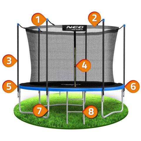TRAMPOLINA OGRODOWA 8FT/252ĆM Z SIATKĄ WEWNĘ TRZNĄ I DRABINKĄ NEO-SPORT TRAMPOLINA OGRODOWA 8FT/252ĆM Z SIATKĄ WEWNĘ TRZNĄ I DRABINKĄ NEO-SPORT