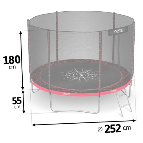 TRAMPOLINA OGRODOWA 8FT/252ĆM Z SIATKĄ ZEWNĘ TRZNĄ I DRABINKĄ NEO-SPORT TRAMPOLINA OGRODOWA 8FT/252ĆM Z SIATKĄ ZEWNĘ TRZNĄ I DRABINKĄ NEO-SPORT