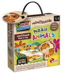 Montessori puzzle drewniane ze zwierzętami