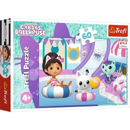 Puzzle 60 elementów gabby na basenie koci domek gabi