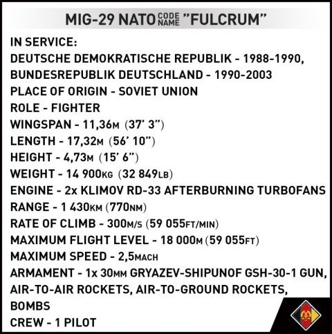 Klocki armed forces mig-29 (east germany) Klocki armed forces mig-29 (east germany)