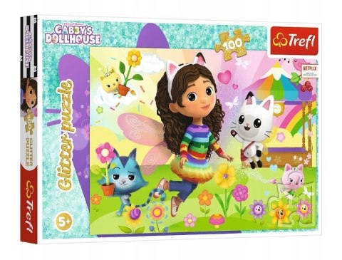Puzzle 100 elementów glitter brokatowa gabi gabby's dollhouse Puzzle 100 elementów glitter brokatowa gabi gabby's dollhouse