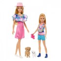 Zestaw lalek barbie i stacie z pieskami