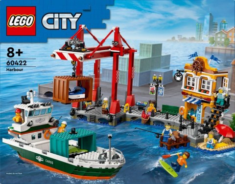 Klocki city 60422 nadmorski port ze statkiem towarowym Klocki city 60422 nadmorski port ze statkiem towarowym