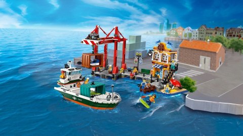 Klocki city 60422 nadmorski port ze statkiem towarowym Klocki city 60422 nadmorski port ze statkiem towarowym