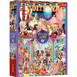 Puzzle 2x500 elementów puszyści przyjaciele kotki pieski