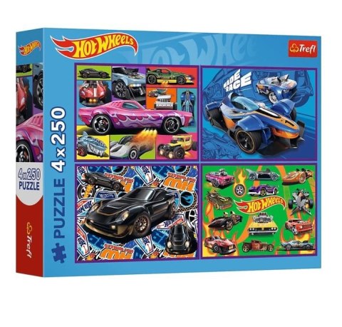 Puzzle 4x250 wyścigowe auta hot wheels Puzzle 4x250 wyścigowe auta hot wheels