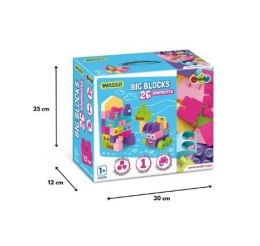 Klocki 26 elementów big blocks różowe
