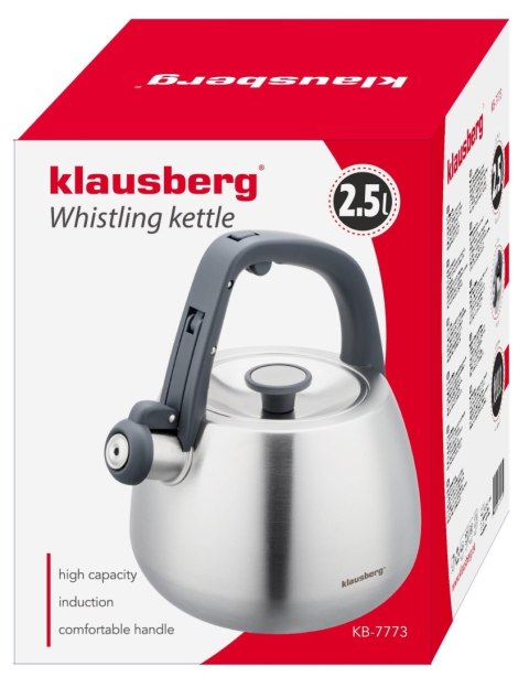 CZAJNIK STALOWY NA GAZ 2.5L INDUKCJA KLAUSBERG KB-7773 SREBRNY SATYNOWY CZAJNIK STALOWY NA GAZ 2.5L INDUKCJA KLAUSBERG KB-7773 SREBRNY SATYNOWY