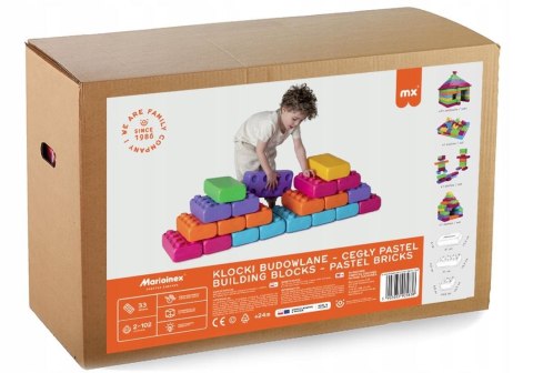 Klocki budowlane cegły 33 elementy pastel Klocki budowlane cegły 33 elementy pastel