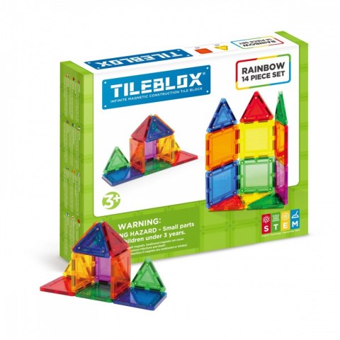 Klocki magnetyczne tileblox zestaw tęczowy 14 elementów Klocki magnetyczne tileblox zestaw tęczowy 14 elementów