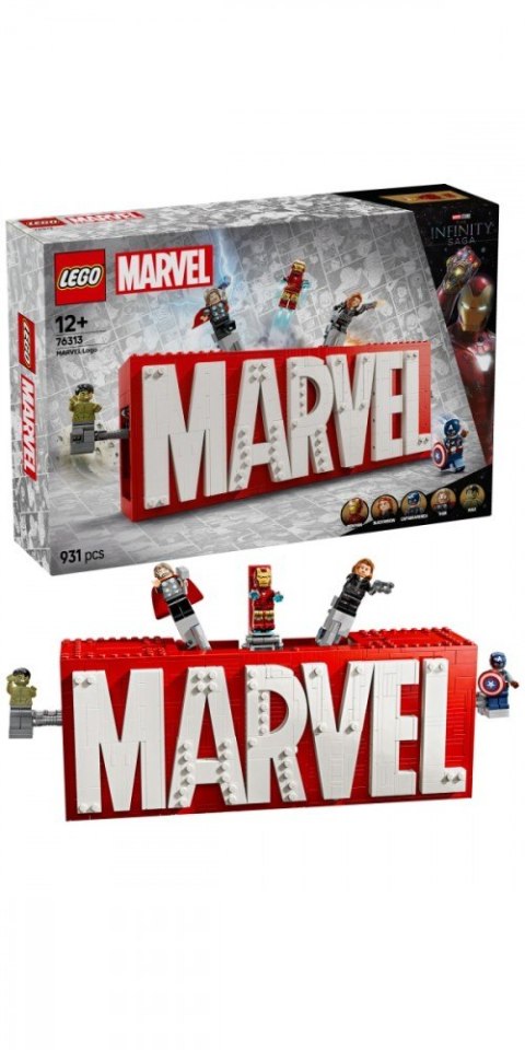 Klocki super heroes 76313 logo marvel z minifigurkami Klocki super heroes 76313 logo marvel z minifigurkami
