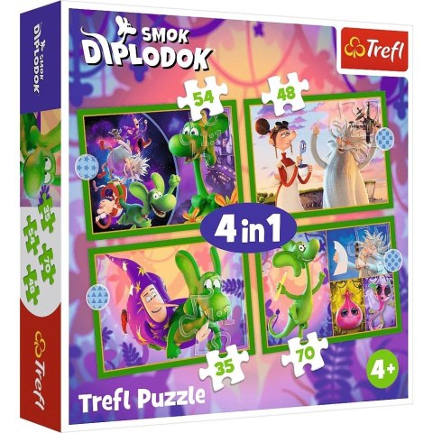 Puzzle 4w1 Świat smoka diplodoka Puzzle 4w1 Świat smoka diplodoka