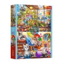 Puzzle 2x500 elementów sztuka malowania kotki