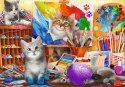 Puzzle 2x500 elementów sztuka malowania kotki