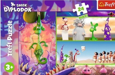 Puzzle 24 elementów maxi ciekawski smok diplodok Puzzle 24 elementów maxi ciekawski smok diplodok