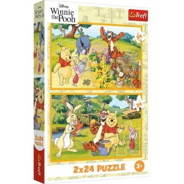 Puzzle 2x24 elementy kubuś puchatek dzień w ogrodzie