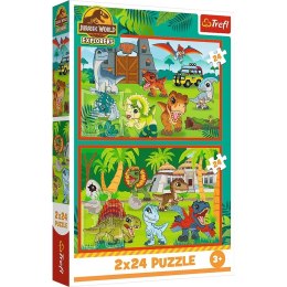 Puzzle 2x24 elementy małe dinozaury jurassic world