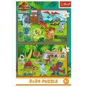 Puzzle 2x24 elementy małe dinozaury jurassic world