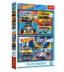 Puzzle 2x70 elementów hot wheels samochodziki