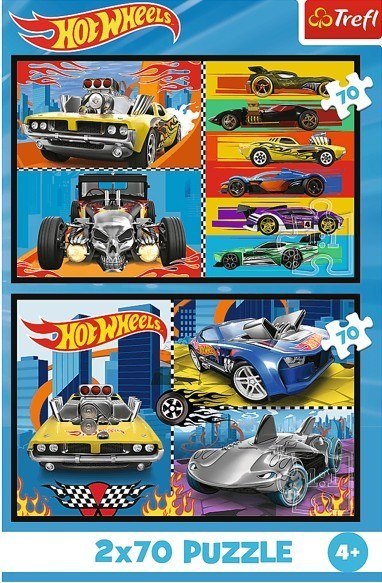 Puzzle 2x70 elementów hot wheels samochodziki Puzzle 2x70 elementów hot wheels samochodziki