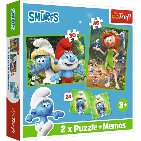 Puzzle 2w1 puzzle i memos wesołe zabawy smerfów Puzzle 2w1 puzzle i memos wesołe zabawy smerfów