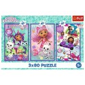 Puzzle 3x80 elementów kolorowe dni gabi gabby dollhouse