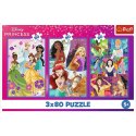 Puzzle 3x80 elementów księżniczki i przyjaciółki disney