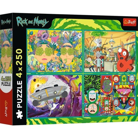 Puzzle 4x250 elementów rick i morty zakręcony świat Puzzle 4x250 elementów rick i morty zakręcony świat