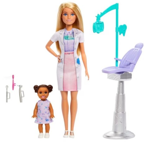 Lalka barbie lekarz dentystka z pacjentem