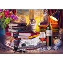 Puzzle 2000 elementów koci wieczór