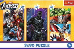 Puzzle 3x80 elementów dni pełne akcji avengers
