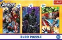 Puzzle 3x80 elementów dni pełne akcji avengers