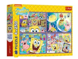 Puzzle 4x250 elementów spongebob szalony świat