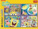 Puzzle 4x250 elementów spongebob szalony świat