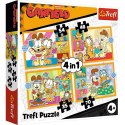 Puzzle 4w1 garfield kocha lazanie