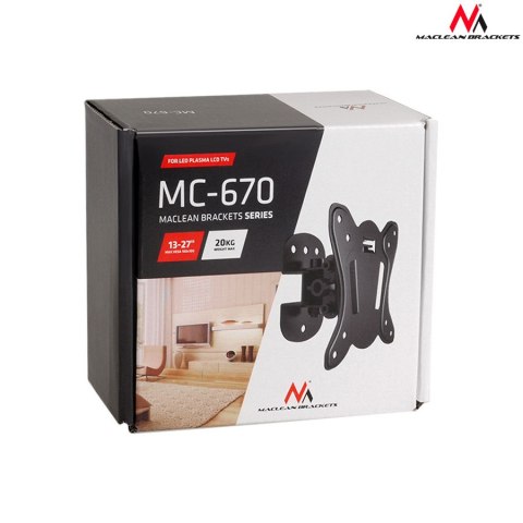 Uchwyt do telewizora lub monitora Maclean, max VESA 100x100 , 13-27", max vesa 100x100, max 20kg, MC-670 Uchwyt do telewizora lub monitora Maclean, max VESA 100x100 , 13-27", max vesa 100x100, max 20kg, MC-670