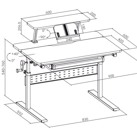 Biurko dla dzieci Ergo Office, z regulacją wysokości, szare, max 40kg,900x600mm, ER-483 Biurko dla dzieci Ergo Office, z regulacją wysokości, szare, max 40kg,900x600mm, ER-483