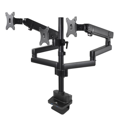 Uchwyt biurkowy na 3 monitory LCD Maclean, VESA 75x75 oraz 100x100, 2x USB 3.0, 17-27", 3x7kg, MC-811 Uchwyt biurkowy na 3 monitory LCD Maclean, VESA 75x75 oraz 100x100, 2x USB 3.0, 17-27", 3x7kg, MC-811